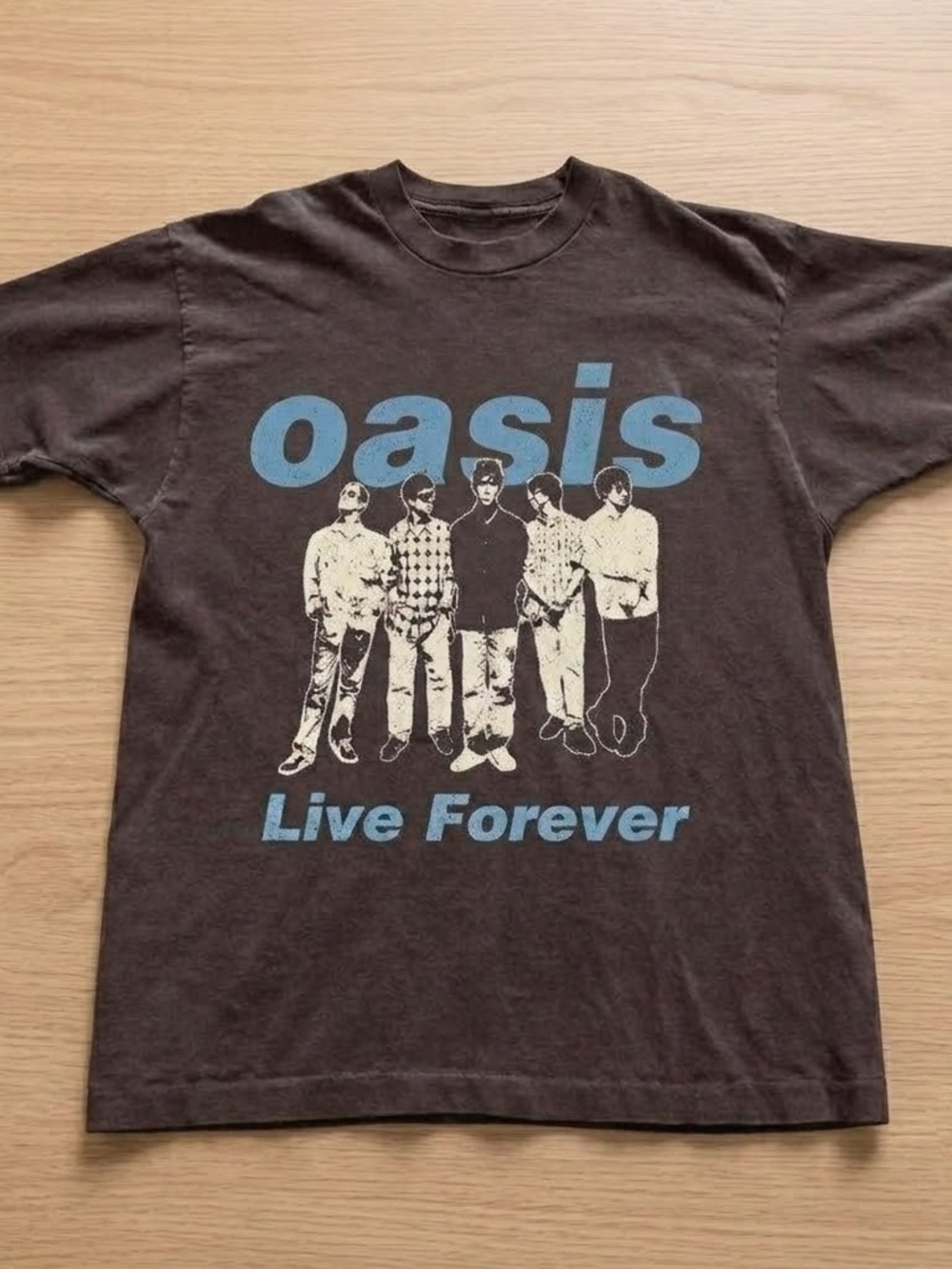 Gildan Oasis "Live Forever" Graphic Tee - Brown/Blue
